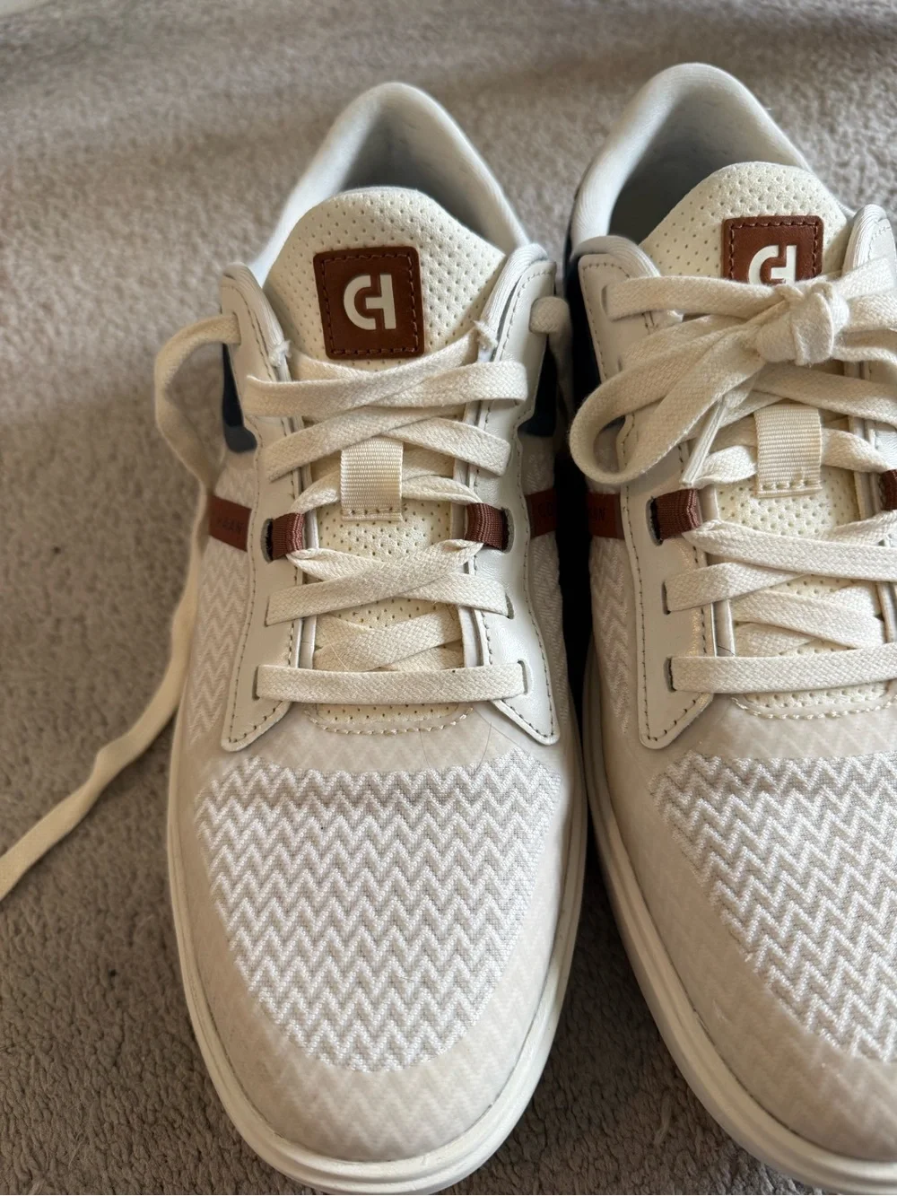 Cole Haan Cream & Brown Men's Lace-Up Sneakers